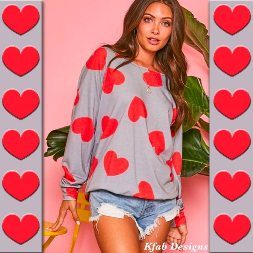 On/Off Shoulder Knit HEART TOP - Picture 4 of 11
